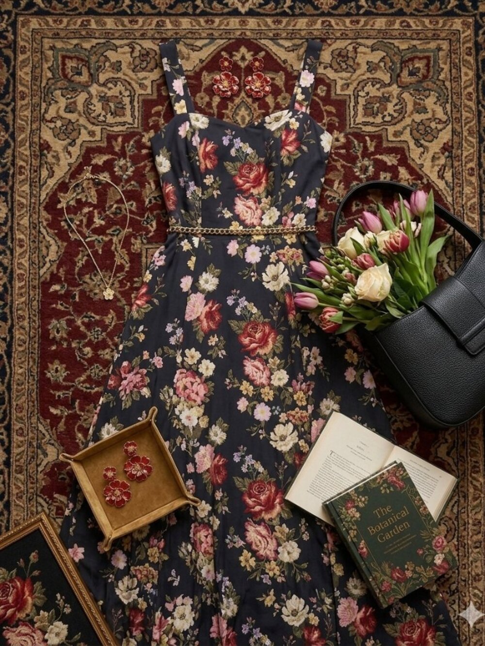 Avec Les Filles Floral Print Fit & Flare Midi Dress Size 4 NWT Romantic - Picture 9 of 11